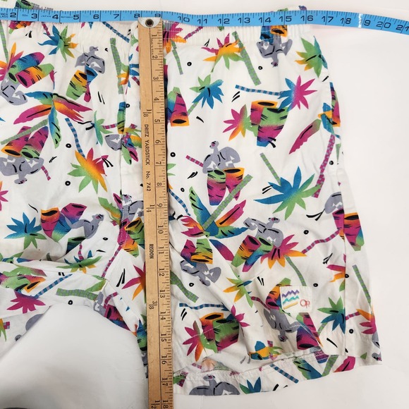 Vintage OP Cotton Swim Shorts Colorful Gradient Beach Graphic 90s 80's Mens  XL - Picture 4 of 8